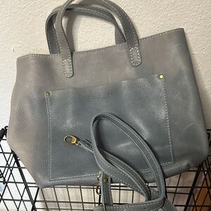 Chic Gray Leather Tote Bag